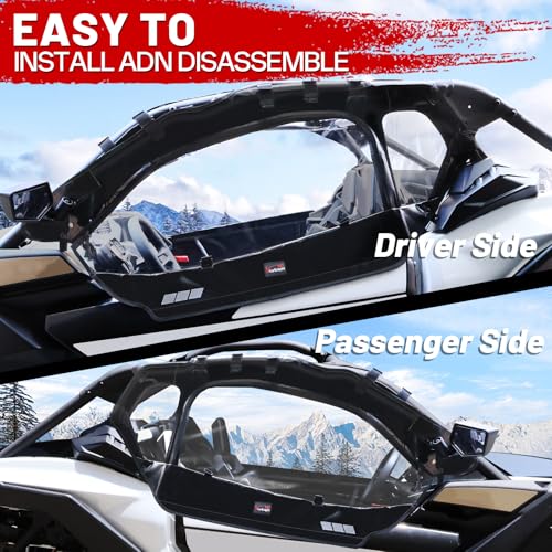 Starknightmt ABG245-UTV@#AMZ-SK X3 Soft Cab Enclosure Upper Door Set Kit Compatible With Can Am Maverick X3 2-Seater Models 2017-2024 | Utv Soft Cab Doors Top Enclosure Work With Roof Windshield Mirror thumb #6