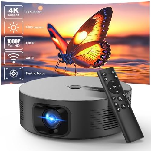 Projetor Smart 1080P 4k Full HD Portátil com Alto-Falante Integra...