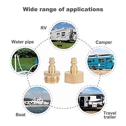 Hynade HY-CONNECT-2PCS Blowout Plug Adapter Fitting,1/4 Inch Air Compressor Quick Connect Plug Fittingto Ght 3/4 Inch Rv,Water Line,Garden Hose Faucet Winterize Sprinkler Hose Fittings thumb #4