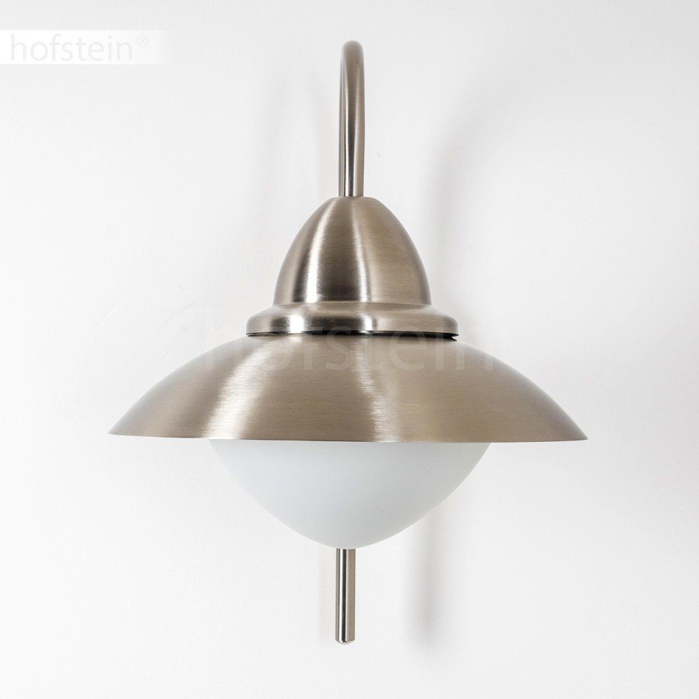 HOFSTEIN Außenwandleuchte Gielas, Außenwandlampe aus Metall/Milchglas in Edelstahl/Weiß, Wandleuchte Down außen im modernen Design, E27, IP44, Hof, Eingangsbereich, Terrasse, Haustür