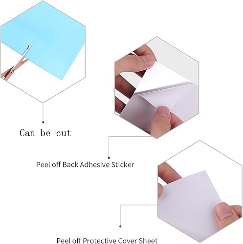 Miniatura 3 de Lamoutor 32 hojas de espejo flexibles, azulejos de espejo cuadrados, adhesivos de pared autoadhesivos para decoración del hogar