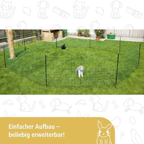 Kerbl Pet Kaninchennetz, Kaninchenzaun, Hasenzaun, Auslauf, Einzelspitze, 25mx65cm, Hasen, Kaninchen, frei gestaltbar, engmaschig