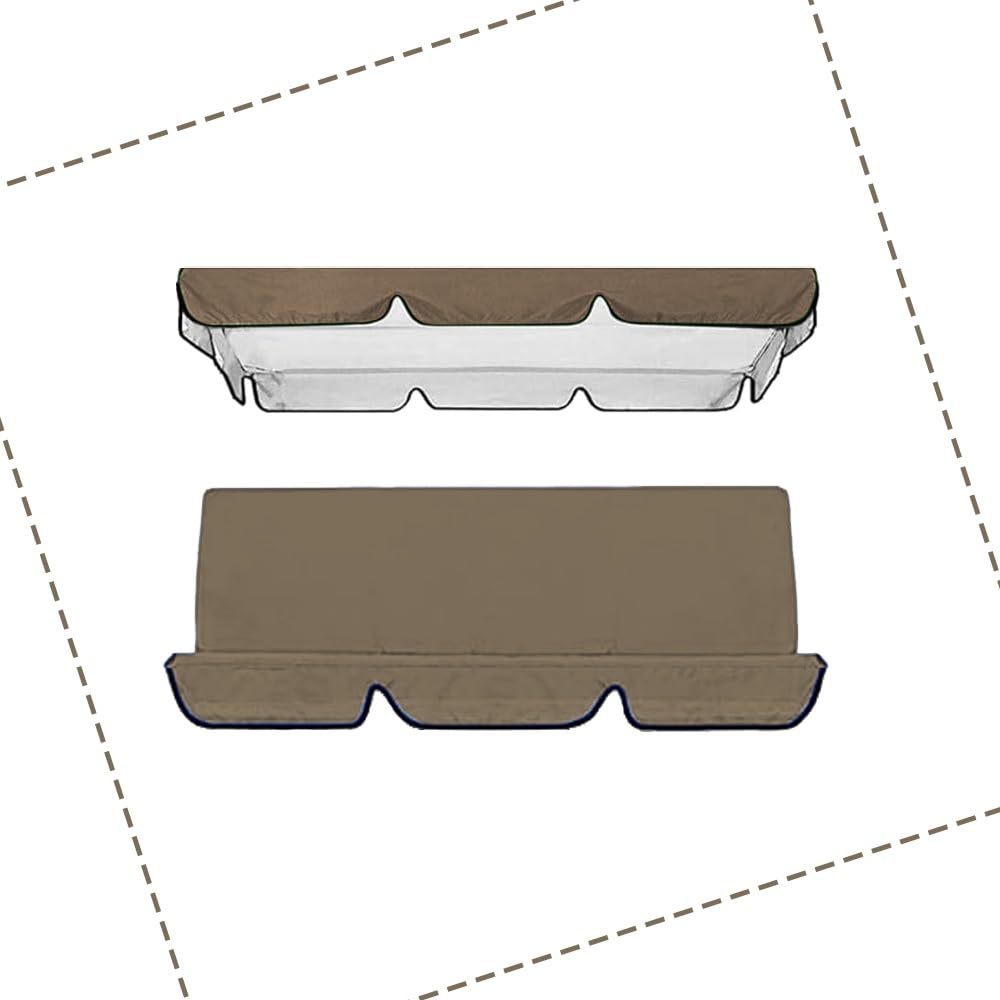 SMCMGECEUZ Waterproof Swing Canopy Replacement Porch Swing Chair Canopy Replacement, Outdoor Patio Swing Top Cover Swing Seat Cover For Garden Swing Chair(Brown,142x120cm(56x47in))