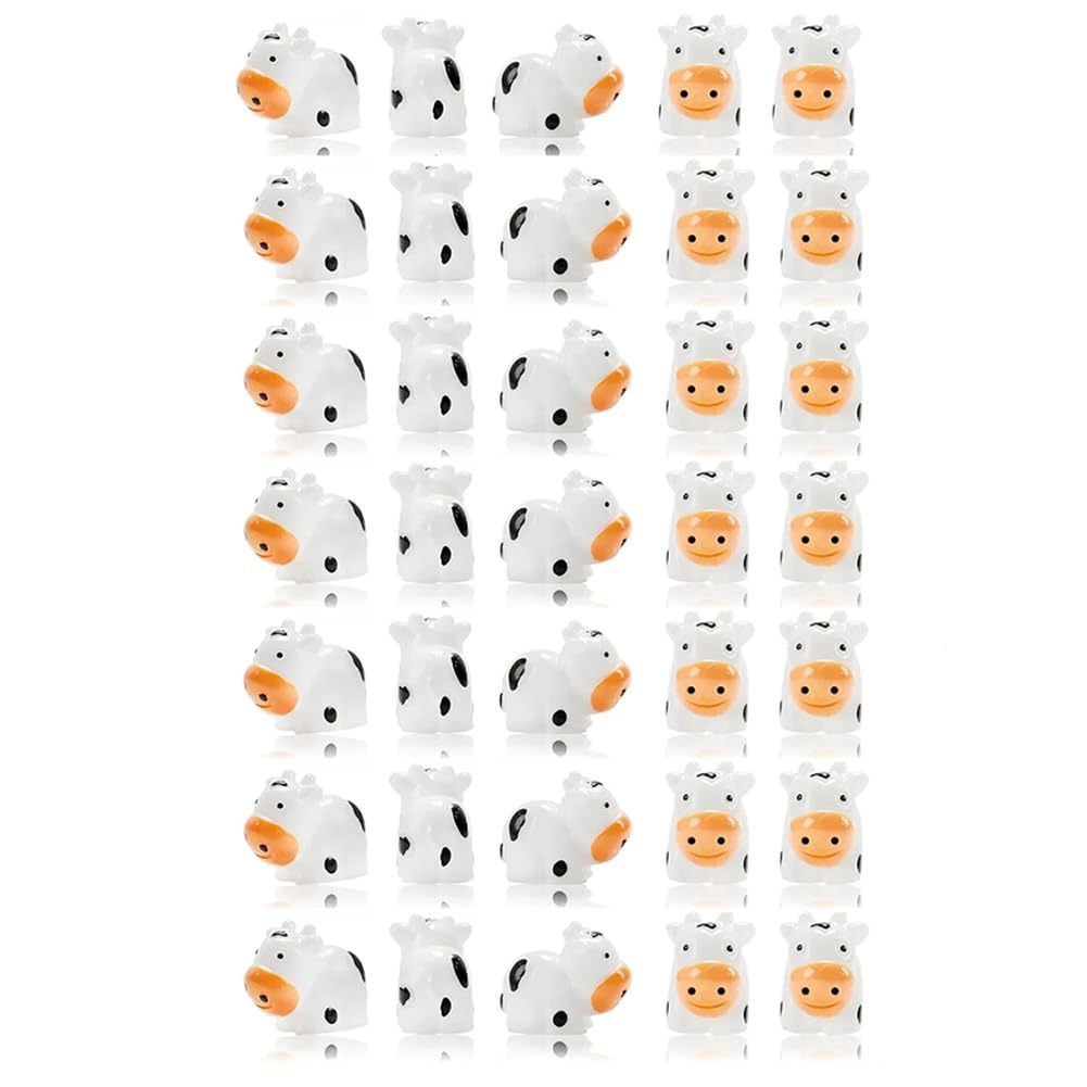 CTRLZS 35Pcs Mini Cow Figurines Resin Cow Miniature Animals Figurines Fairy Garden Miniature Moss Landscape DIY Crafts Easy Install Easy to Use