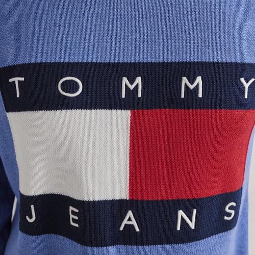 Tommy Jeans Flag Logo Crew Neck Sweater, Tempo Blue Melange3