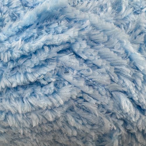 Image of Plush Faux Fur Bulky Yarn, Super Soft Fluffy Fuzzy for Knitting Crocheting Crafting, 100 Gram (3.53 Ounces) 109 Yards (100 Meters) (Baby Blue)