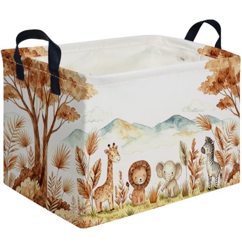 Image of Rectangular Animal Baskets,Animal Storage Bins with Handles for Room Decor,Book Storage Bin,Shelf Basket(Free animals)