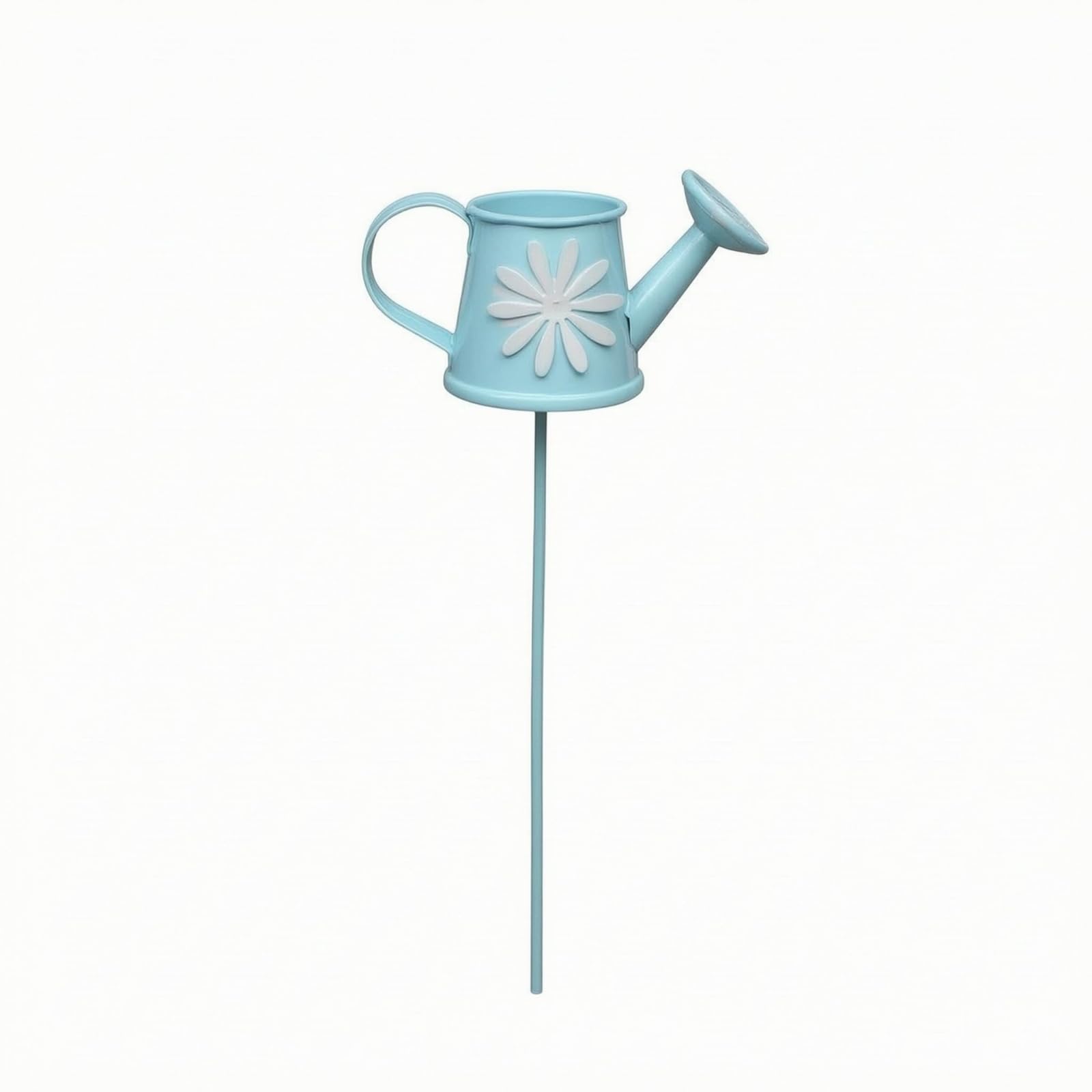 Miniature Iron Watering Can Stake Curved Handle Mini Watering Can Decor Short Spout Flower Pattern Garden Stake Compact Size for Tabletop Micro-Landscape, Potted Plant, Blue | Home & Garden-image-36