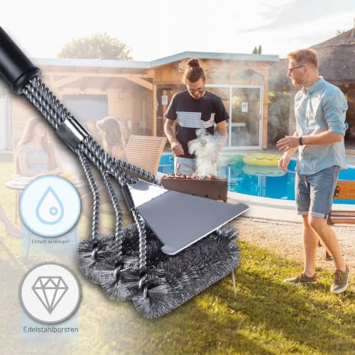Foto von DIMONO® Grillbürste Edelstahl mit Schaber 45cm 3-in-1 Rost Reinigung