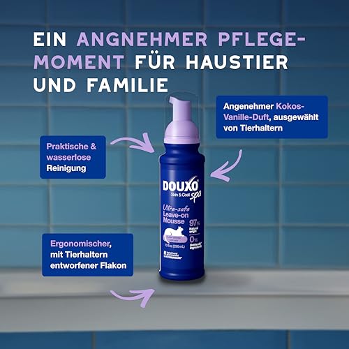 DOUXO Skin & Coat SPA – Ultra-Safe* Trockenshampoo Katze, 150 ml, säubert frischt das Fell auf, hinterlässt das Fell weich, glänzend und angenehm duftend, hautfreundliche Formel