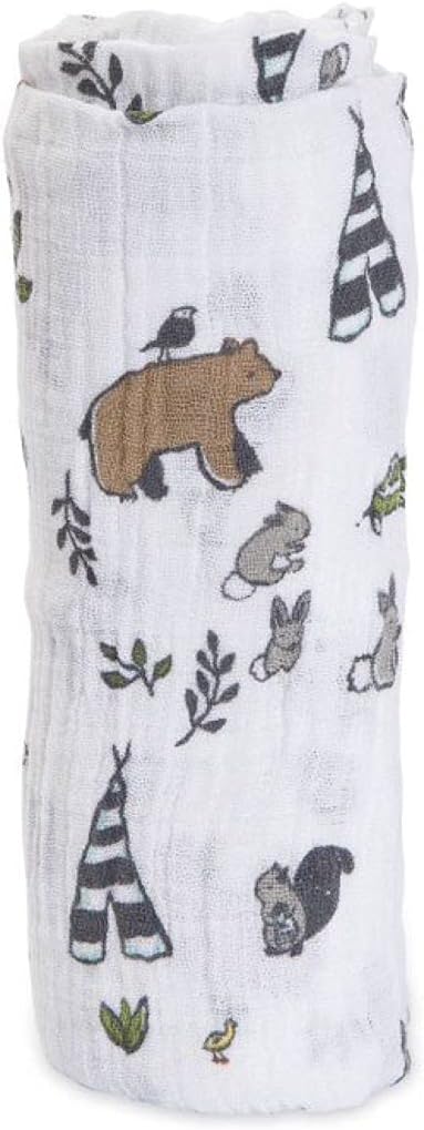 Little Unicorn Premium Cotton Swaddle Baby Blanket | Breathable Fabric | for swaddling, Play, Nursing & More (Forest Friends)
