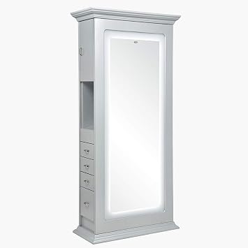 Dir Salon Styling Station with LED Lights, Double Sided Mirror Station ADONIS, Silver