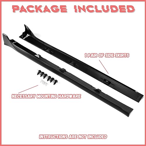 HECASA Side Skirt Body Kit Replacement Compatible with 2016-2021 Honda Civic 4 Door Sedan DX EX LX Si Rocker Panel Guard Extension PP Plastic Black Type-R Style by HECASA - Image 5