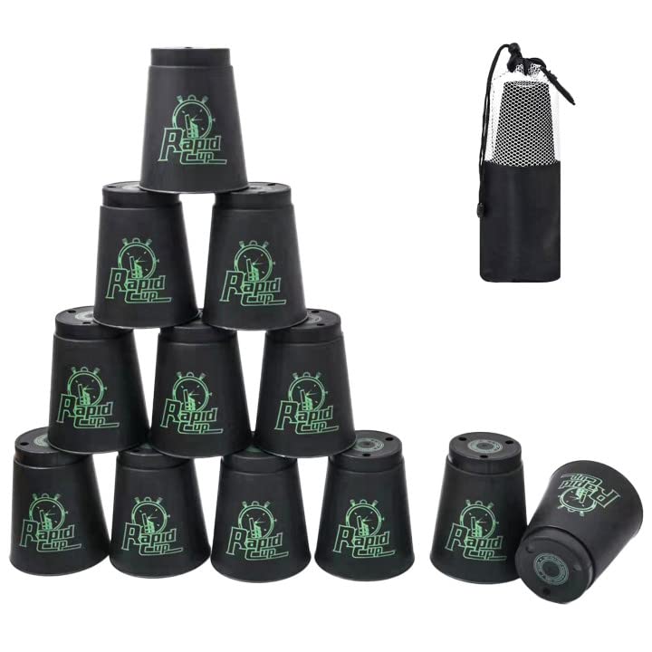 Erlsig Quick Stack Cups12 Pieces, Sports Stacking Cups for Training Game Challenge Competition Party -Black