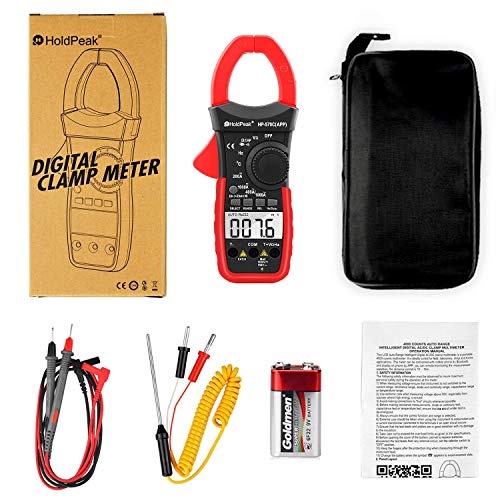 Digital Clamp Meter With App Function, 570C-App Clamp Multimeter With Capacitance, Diode Test, Temperature, 4000 Counts Ac/Dc Voltage, Current Amp Ohm Tester With Test Leads, For Diode Test Industrial #TOP6