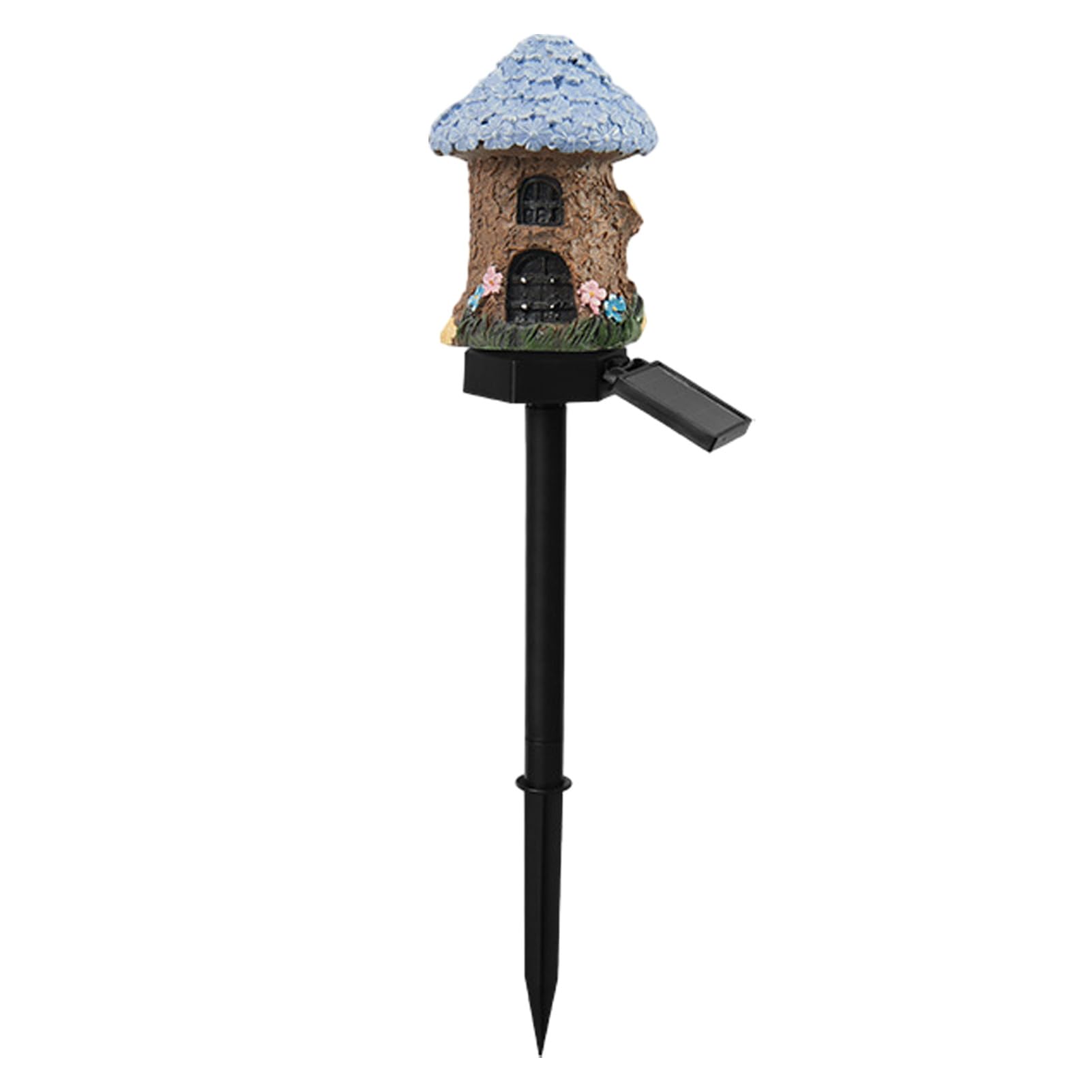 FrolicFit Solar Garden Ornaments Lights, Mushroom Solar Lights, Mushroom House Statue, Fairy Cottage Garden Stake, Waterproof Outdoor Landscape for Yard Patio Lawn Pathway Purple