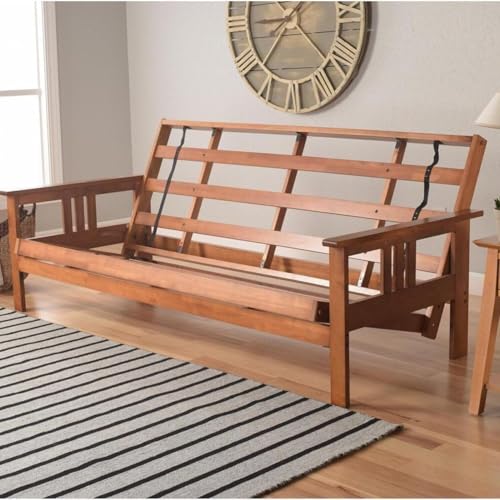HomeStock Futon Frame Set with Mattress - Converts to Bed - Hardwood Sofa for Living Rooms Frame Only/Barbados