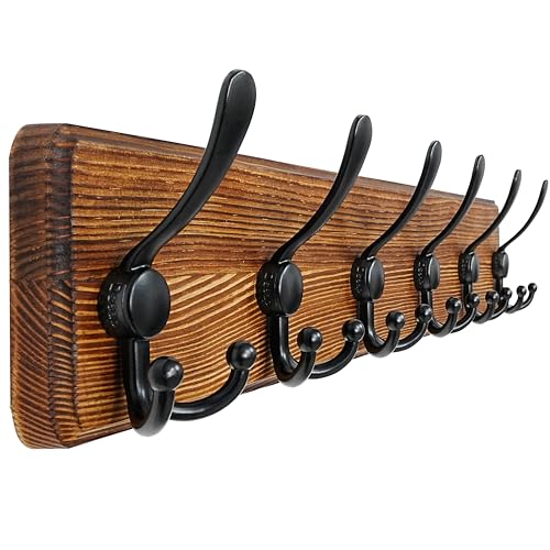 Dseap Wall Mounted Coat Rack with 6 Triple Hooks