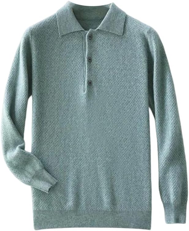 Dninmim Men's Wool Polo Collar Sweater Solid Long Sleeve Pullover Warm Soft Comfortable Jumper
