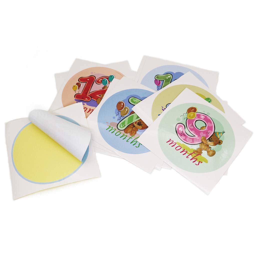 Tofficu 12 Stück Monatsaufkleber Set - Selbstklebende Baby Foto Aufkleber Für Jungen