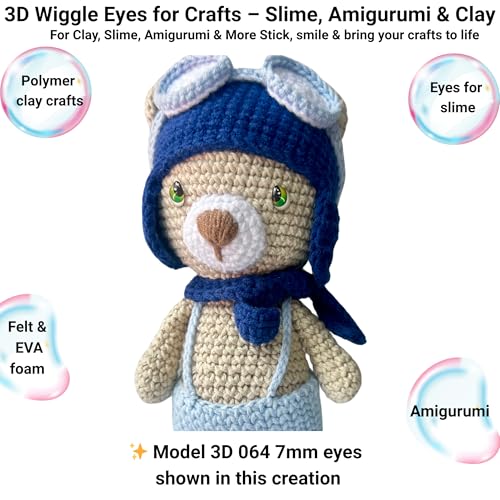 Image of 3D Resin Doll Eyes - 7mm Self-Adhesive Craft Eyes (24 pcs / 12 Pairs) - Realistic Cabochon Eyes for Amigurumi, Dolls, Polymer Clay, Cold Porcelain, Felt & DIY Crafts (Green)