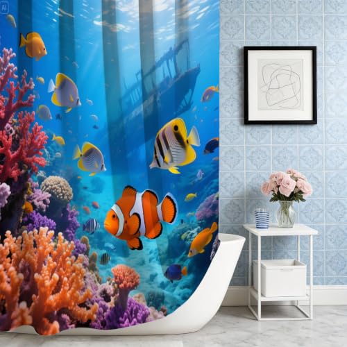 Rideau de douche 200x200 poissons tropicaux imperméable en polyester - 5