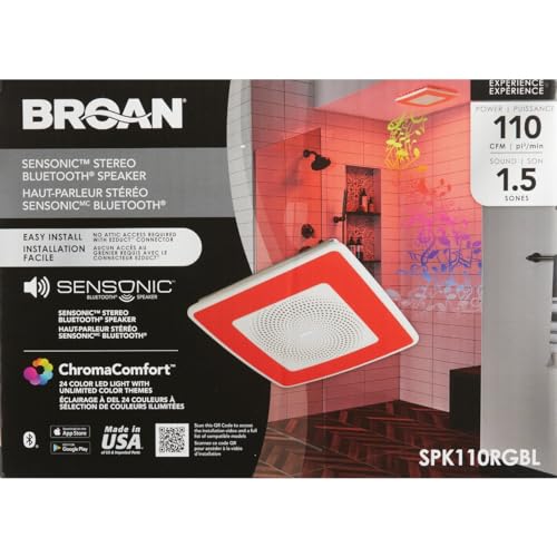 Broan-Nutone SPK110RGBL Chromacomfort Bathroom Exhaust Fan With Sensonic Bluetooth Speaker And Led Light thumb #3