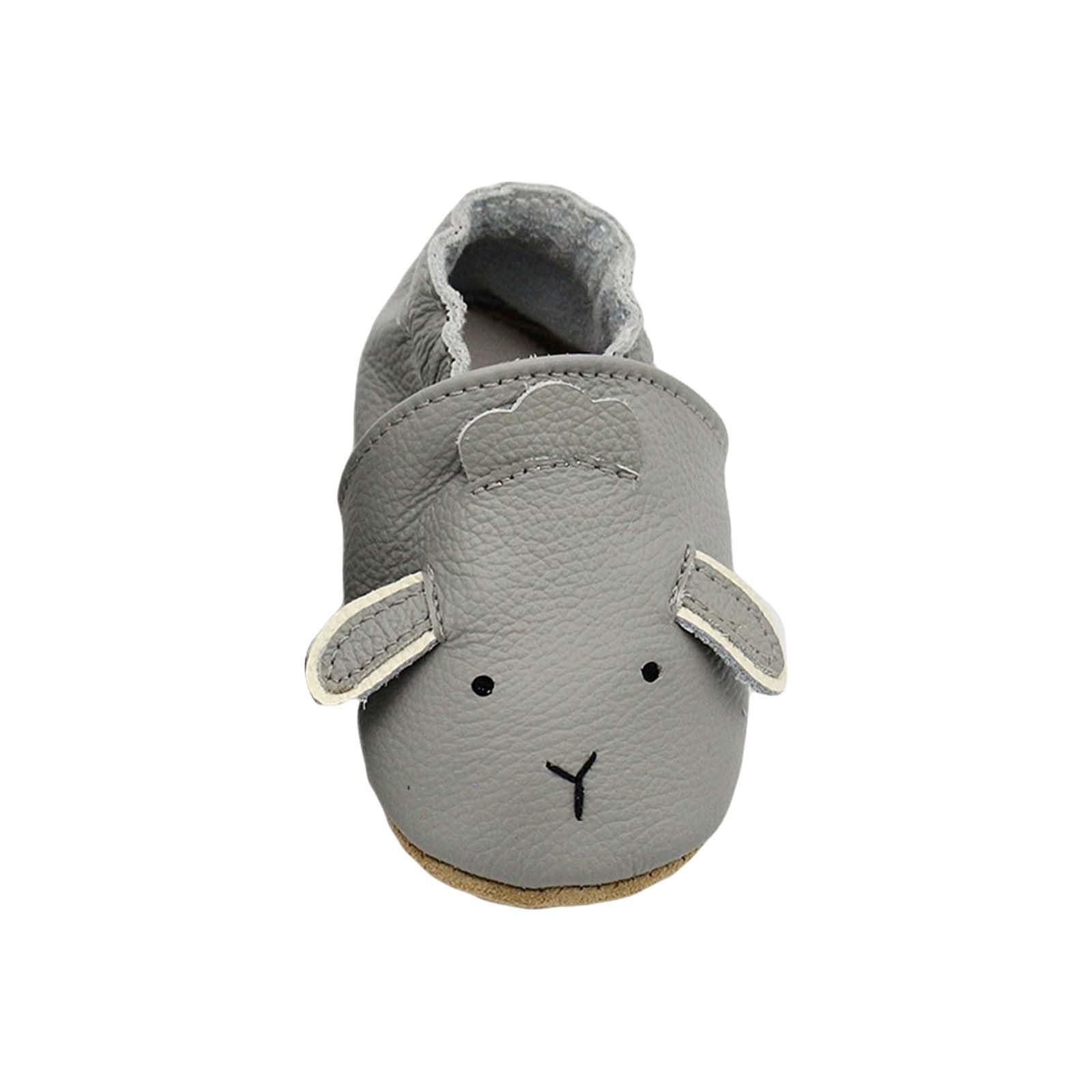RNTOP Unisex Baby Shoes Infant Girls Boys Non Slip Soft Leather Shoes Toddler Soft Sole Shoes Slippers First Walking Shoes (Grey, 0-3 Months)