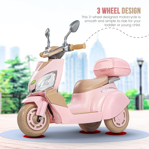Image of Baybee Trixo Battery Operated Bike for Kids, Ride on Toys Kids Bike Scooty with Light & Music, Baby Rechargeable Battery Bike, Electric Bike for Kids to Drive 1 to 4 Years (Pink)