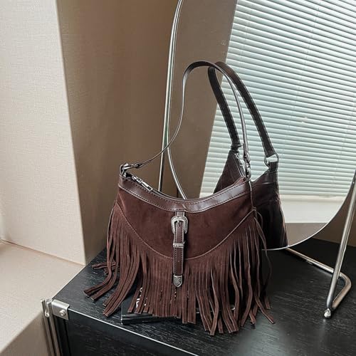 Sac en faux daim à franges robuste et léger pour sublimer un look basique