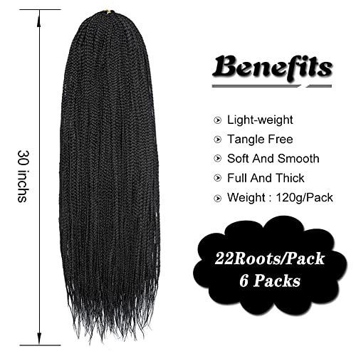 Gottin Hair Box Braids Crochet Hair 6 Packs Crochet Braids Small Crochet Box Braids Pre-Looped Crochet Hair For Black Women Synthetic Hair Extensions(30 Inch, 1B#) #TOP3