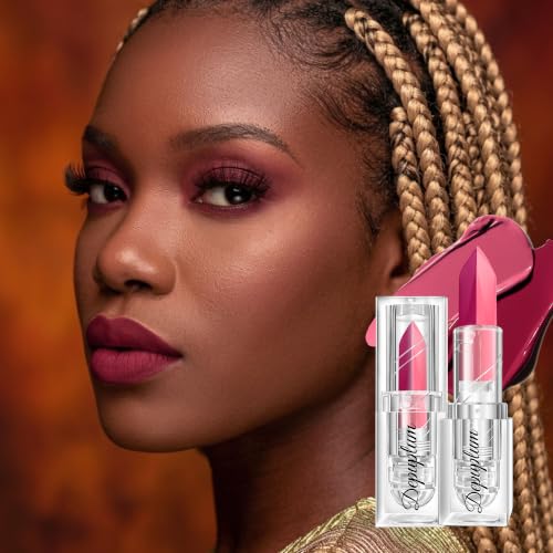 Image of Depuplum Pink Matte Lipstick Dark Purple Lipsticks for Women Dual Tone
