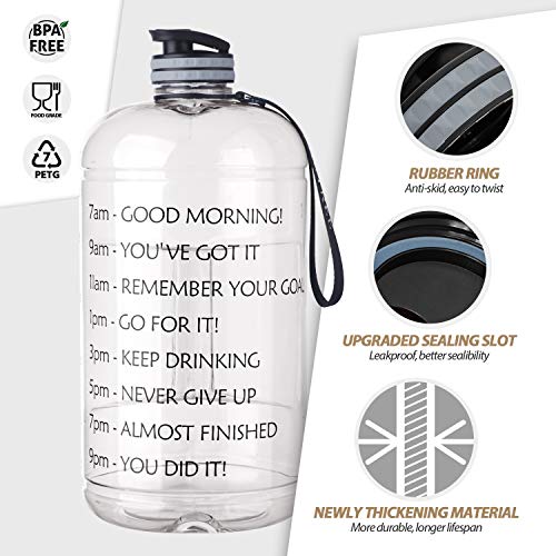 FRETREE Gallon Water Bottle Portable Water Jug - Fitness Sports Daily Water Bottle with Motivational Time Marker, Leak-Proof Gym Bottle for Outdoor Camping(1 Gallon/73 oz) - Thumbnail 4