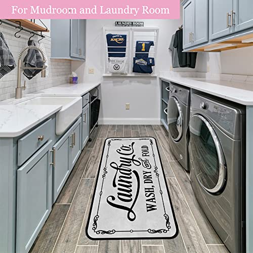 Laundry Room Mat Area Rug Runner Non Slip Soft Laundry Mats Farmhouse Kitchen Floor Mat Mudroom Bathroom Laundry Room Decor 20 X 48 Inch Grey #TOP4