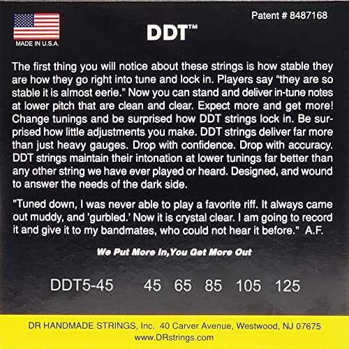 DR String DDT5-45 Drop Down Tuning Jeu de cordes pour guitare basse - Les Beatles, Paul McCartney, John Lennon, RIngo Starr, George Harrison DR String DDT5-45 Drop Down Tuning Jeu de cordes pour guitare basse – Image 4