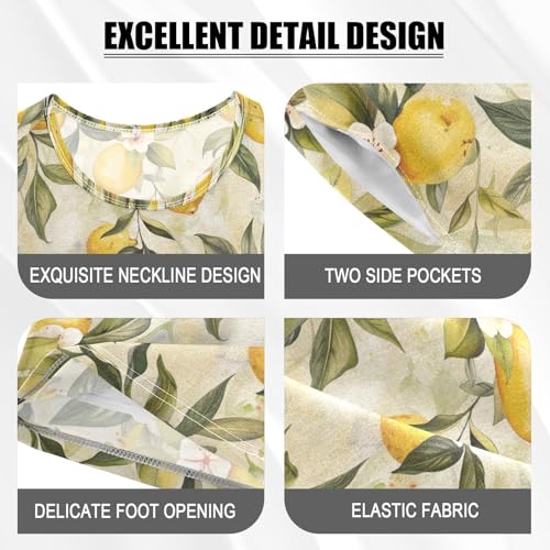 ALAZA Vintage Lemon Pajama Set Short Sleeve Sleepwear Soft Lounge Nightwear4