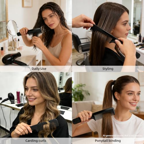 Peines de barbero profesionales set de 6 unidades negro miniatura 5