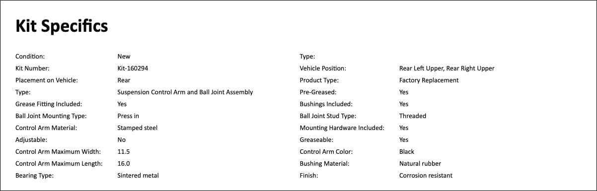 Suspension Control Arms and Ball Joint Assemblies - Rear KIT Compatible With Honda Accord 2008 2009 2010 2011 2012 (Rear Left Upper & Rear Right Upper)