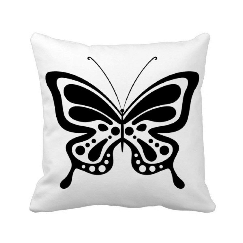 Housse de coussin papillon noir 45x45 cm taie carrée simple en coton pour canapé salon