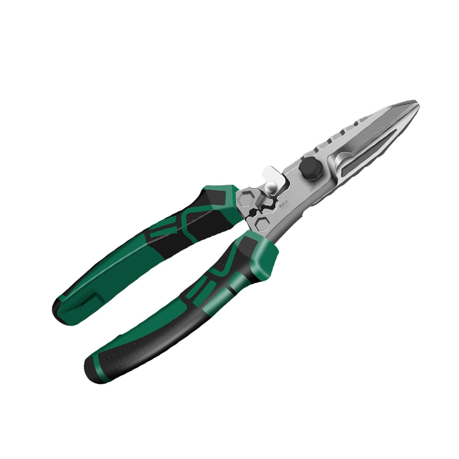 Woedpez Tin Snips Pliers Tool Ergonomic Design Built-In Crimper Grip Serrated Professional Electrical Crimping Tool