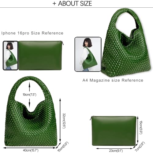 Image of JINMANXUE Woven Tote Bag for Women, Fashion Hobo Handbag, Travel Top-handle Shoulder Bag, Beach Underarm Bag with Purse