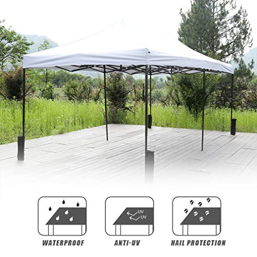 Fdw PC-660-WHITE Pop Up Canopy 10X20 Pop Up Canopy Tent Folding Protable Ez Up Canopy Party Tent Sun Shade Wedding Instant Better Air Circulation Outdoor Gazebo thumb #1