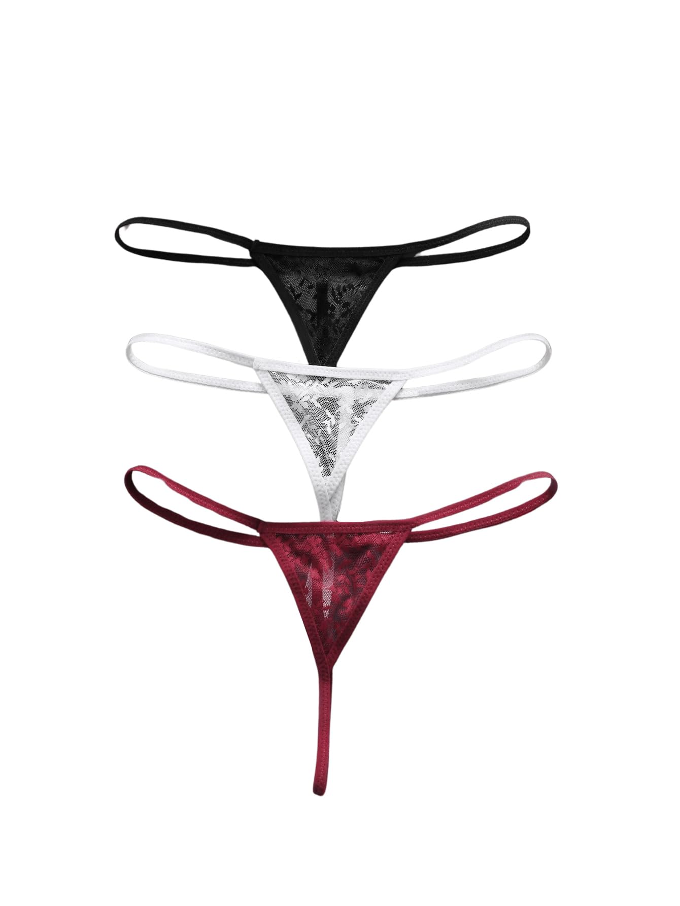 SOLY HUX Womens 3 Piece Lace Thongs Panties Underwear Low Rise Panty Set