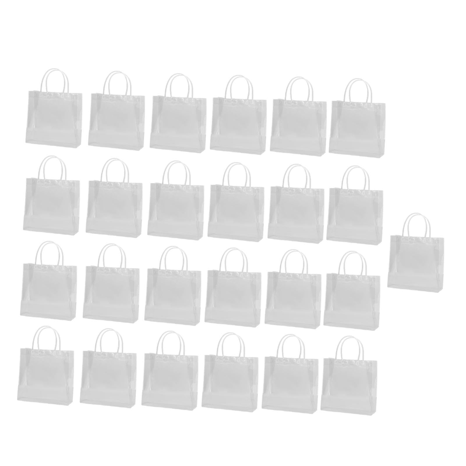 25 Pezzi Party Tote Bags Trasparenti con Manici Decorativi PVC Sacchetti Regalo Riutilizzabili per Confezioni E Caramelle Accessori Adatti a Regali Ev, 20x20cm