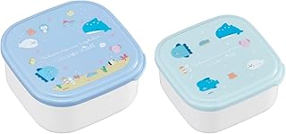 OSK(オーエスケー) 弁当箱 つぶらな瞳の水族館 シール容器2Pセット ブルー 360ml 550ml 日本製 電子レンジ対応 入れ子式 おしゃれ かわいい 抗菌 デザート用 フルーツ ちょい足し 小物入れ 男女兼用 子供用 大人用 学生 SSP-22