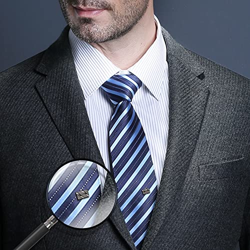 Image of Thunaraz Tie Tacks for Men Tie Bar Clip for Regular Ties Necktie Mens Ties Tacks Clutch with Chain for Wedding Business Pin Clips Mixes Color