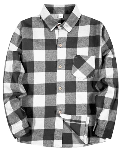 Image of SELINK Girls Long Sleeve Flannel Buffalo Plaid Button Down Shirt