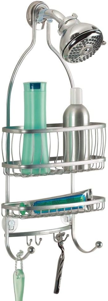 iDesign Metal Extra-Wide Hanging Shower Caddy, The York Collection – 10" x 4" x 22", Silver Silver 1