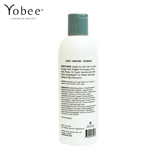 Miniatura 8 de Yobee Champú naturalmente reequilibrante, tratamiento del cuero cabelludo seco y con picazón con extractos probióticos, miel orgánica y cúrcuma,