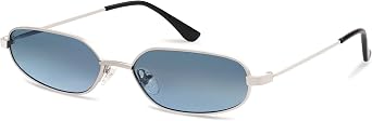 Appassal Small Oval Sunglasses For Women Men Retro Rectangle Metal Sun Glasses AP3685,Silver/Blue